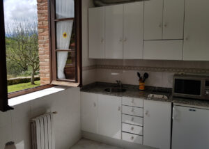Cocina apartamento 2 de los Apartamentos Rurales la Escuela